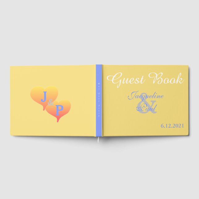 Sonnenuntergangshörer Mellow Yellow Blue Wedding Gästebuch (Voll)