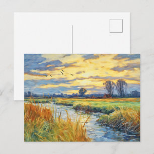 Sonnenuntergangsreflexionen auf der Havel Postkarte