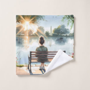 Sonnenuntergangsreflexionen Seeszene Badhandtuch Set