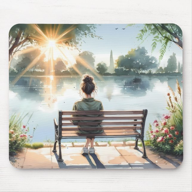 Sonnenuntergangsreflexionen Seeszene Mousepad (Vorne)