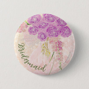Sonnenuntergangsrose Errötung schmaler Bogen Braut Button