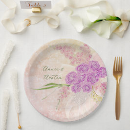 Sonnenuntergangsrose handbemalt  Blush-Bogen-Blume Pappteller