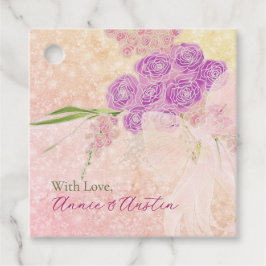 Sonnenuntergangsrose Rosé-Blush-Schleife Bouquet Geschenkanhänger