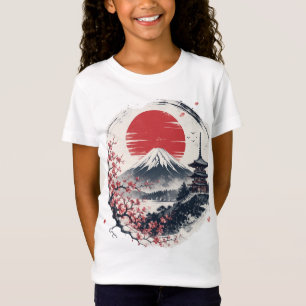 Sonnenuntergangsserenität am Berg Fuji – Japanisch T-Shirt