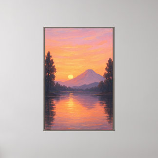 Sonnenuntergangsserenität über dem Bergsee Leinwanddruck