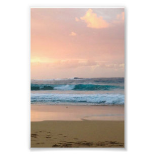 Sonnenuntergangsstrand mit Ozean Fotodruck