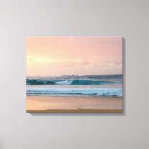 Sonnenuntergangsstrand mit Ozean Leinwanddruck