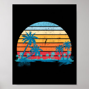 Sonnenuntergangsstrand Palmen Sommer Stimmung Retr Poster