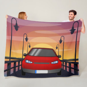 Sonnenuntergangsstraße Fleecedecke