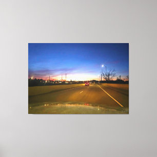 Sonnenuntergangsstraße Leinwanddruck