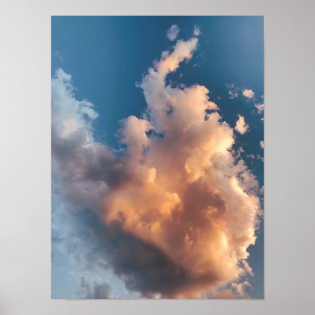 Sonnenuntergangswolke am blauen Himmel Poster (Vorne)