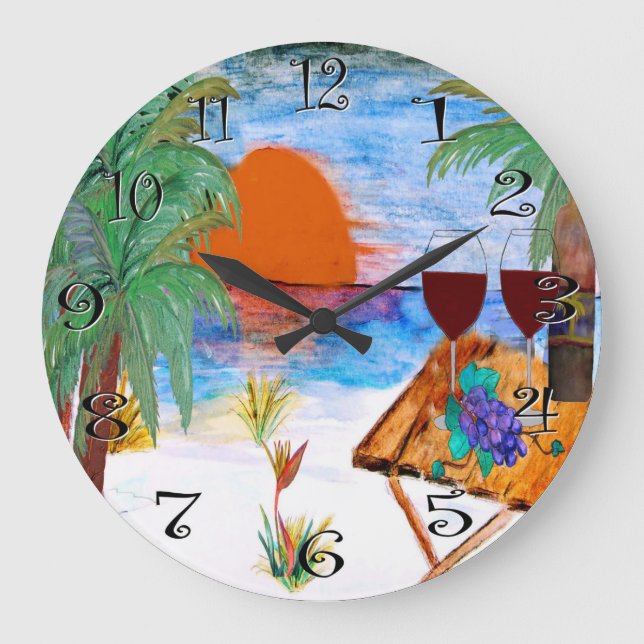 Sonnenuntergangwein-Wanduhr Große Wanduhr (Vorderseite)