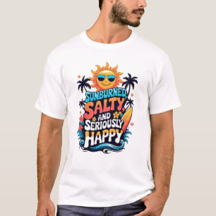 Sonnenverbrannt Salzig und Glücklich – Retro-Stran T-Shirt