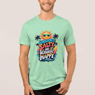 Sonnenverbrannt Salzig und Glücklich – Retro-Stran Tri-Blend Shirt