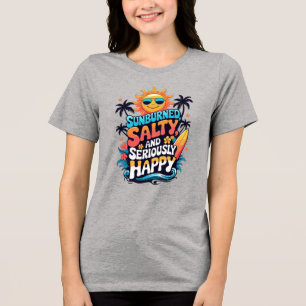 Sonnenverbrannt Salzig und Glücklich – Retro-Stran Tri-Blend Shirt