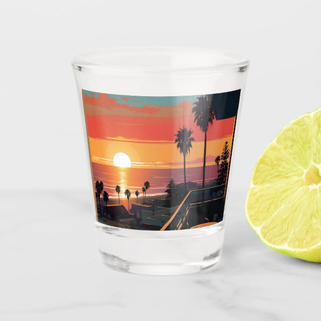SONNENVERKEHR IN SANTA MONICA #1 SCHNAPSGLAS (Vorderseite)
