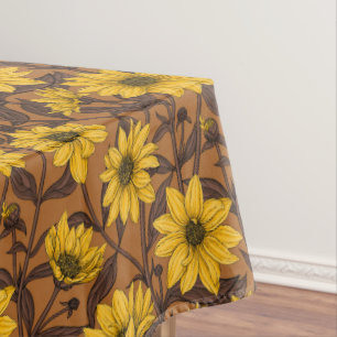Sonnenwurzel, wilde Sonnenblume in gelb und braun Tischdecke
