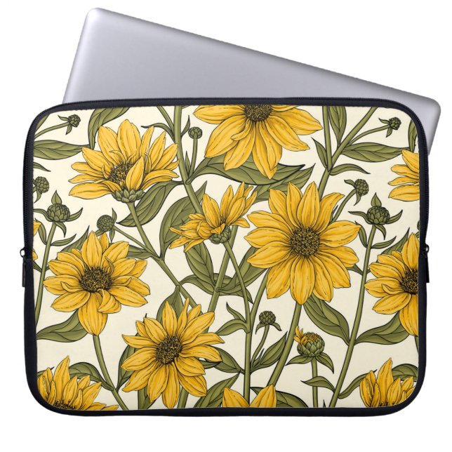 Sonnenwurzel, wilde Sonnenblumen auf weißem Grund Laptopschutzhülle (Vorderseite)