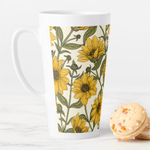 Sonnenwurzel, wilde Sonnenblumen auf weißem Grund Milchtasse