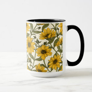 Sonnenwurzel, wilde Sonnenblumen auf weißem Grund Tasse