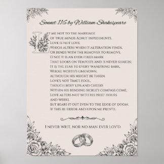 Sonnet 116 von William Shakespeare poster/wall art Poster