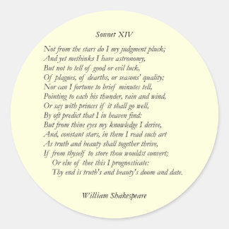 Sonnet # 14 von William Shakespeare Runder Aufkleber