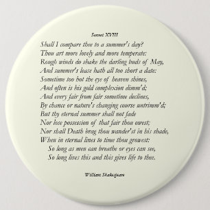 Sonnet # 18 von William Shakespeare Button