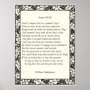 Sonnet # 18 von William Shakespeare Poster