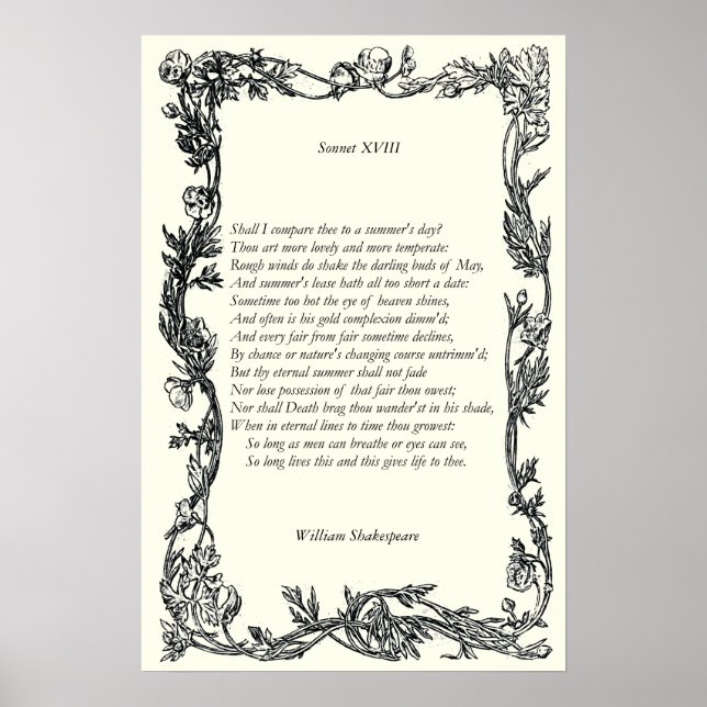 Sonnet # 18 von William Shakespeare Poster (Vorne)