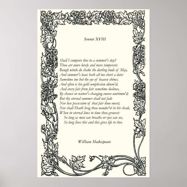 Sonnet # 18 von William Shakespeare Poster (Vorne)