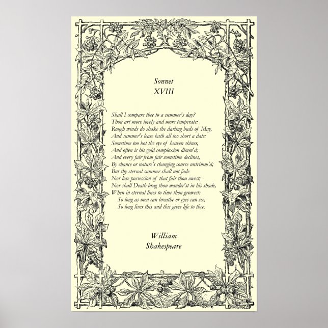 Sonnet # 18 von William Shakespeare Poster (Vorne)