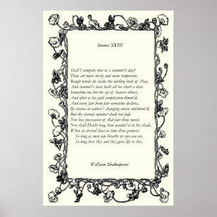 Sonnet # 18 von William Shakespeare Poster