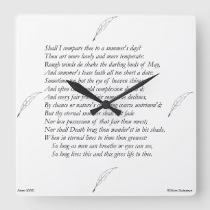 Sonnet # 18 von William Shakespeare Quadratische Wanduhr