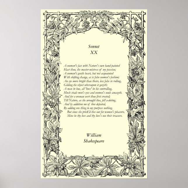Sonnet # 20 von William Shakespeare Poster (Vorne)