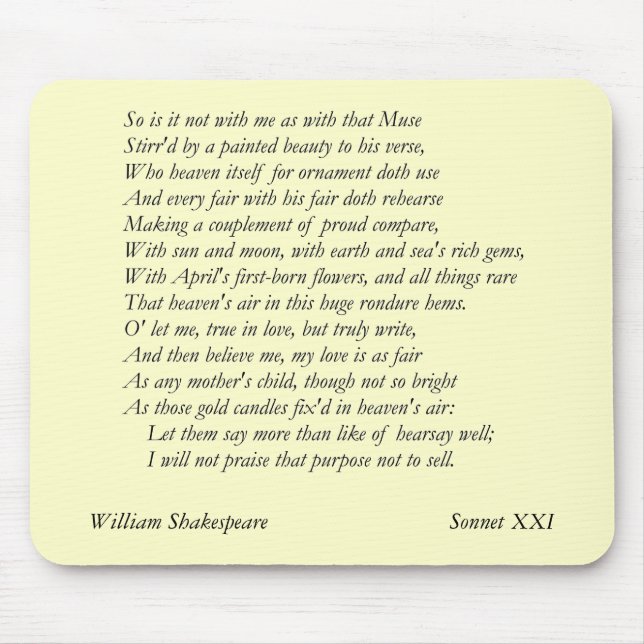 Sonnet # 21 von William Shakespeare Mousepad (Vorne)