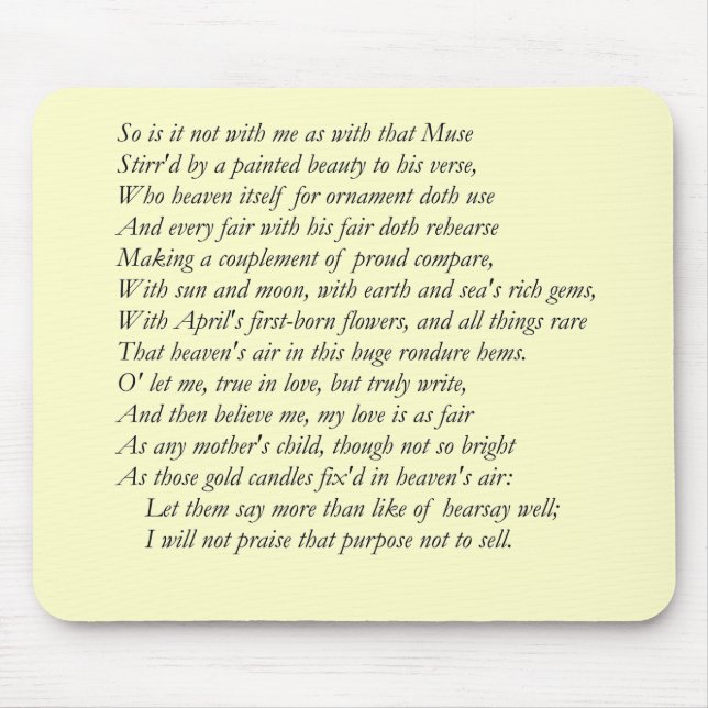 Sonnet # 21 von William Shakespeare Mousepad (Vorne)