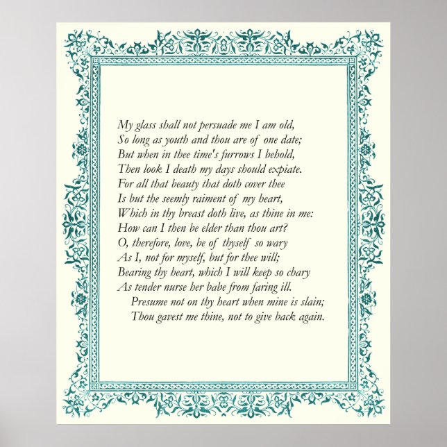 Sonnet # 22 von William Shakespeare Poster (Vorne)