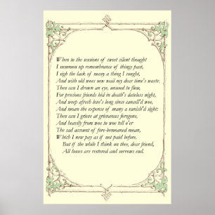 Sonnet # 30 von William Shakespeare Poster