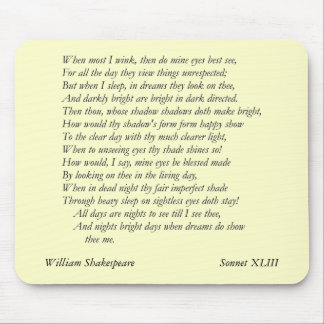 Sonnet # 43 von William Shakespeare Mousepad