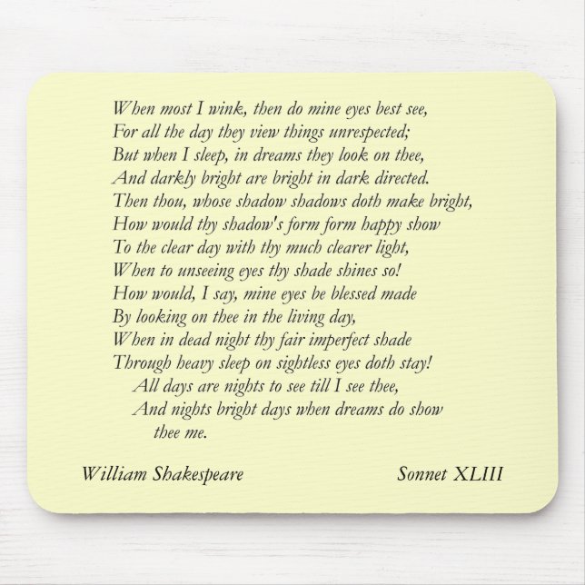 Sonnet # 43 von William Shakespeare Mousepad (Vorne)