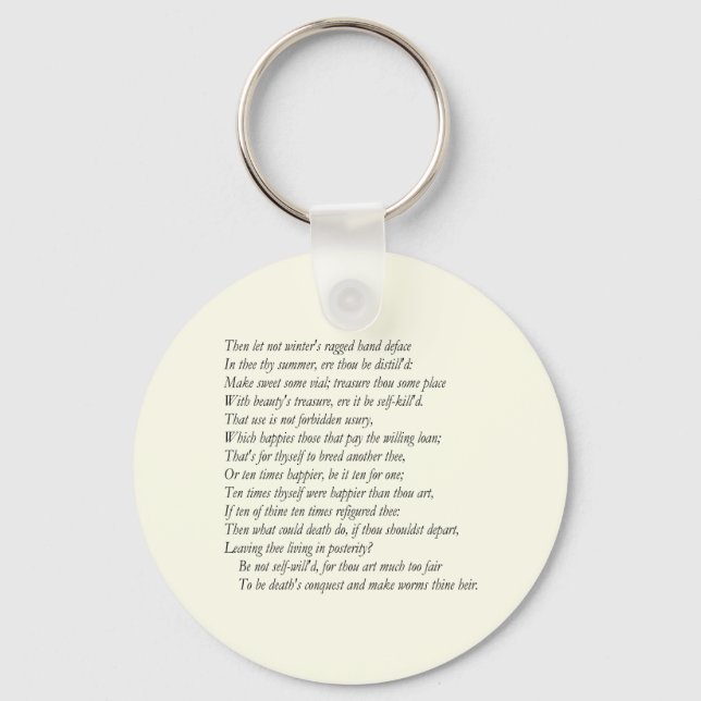 Sonnet # 6 von William Shakespeare Schlüsselanhänger (Vorderseite)