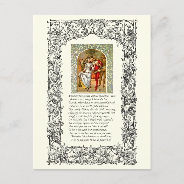 Sonnet Number 138 by William Shakespeare Postkarte (Vorderseite)