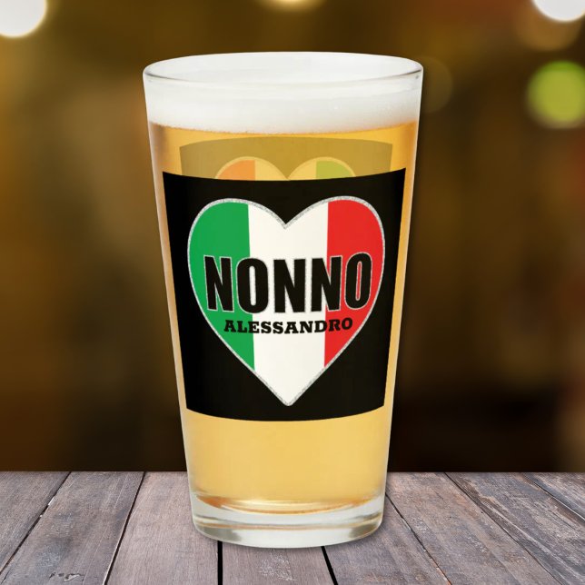 Sonnette en verre non personnalisée (Nonno Flag of Italy Heart Personalized Glass Tumbler)