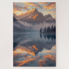Sonneuntergangs-Bergsee-Puzzle