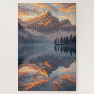 Sonneuntergangs-Bergsee-Puzzle