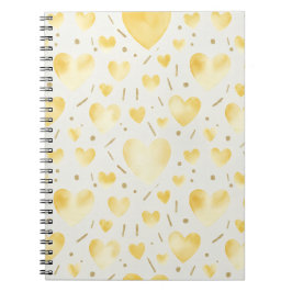 Sonnig gelbe Aquarell-Herzen Notizblock