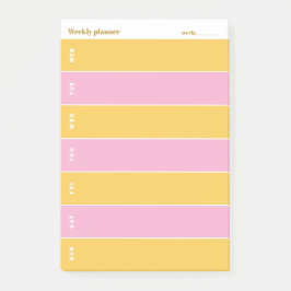 Sonnig Gelber und Rosa Benutzerdefinierter Wochenp Post-it Klebezettel