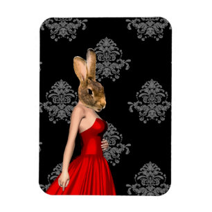Sonnig in rotem Kleid Magnet