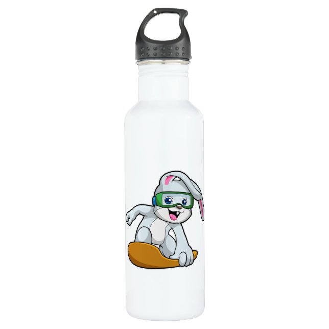 Sonnig wie Snowboarder mit Snowboard Edelstahlflasche (Vorderseite)