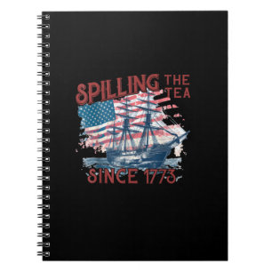 Sonnige 4. Juli Spilling der Tee seit 1773 vier Notizblock